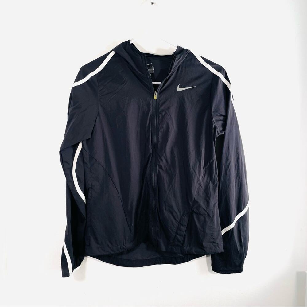 Nike Black White Lightweight Full Zip Hooded Jacket XS